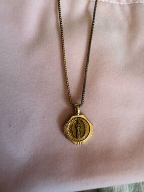 Gold Virgin Mary Medallion Necklace - Women Jewelry